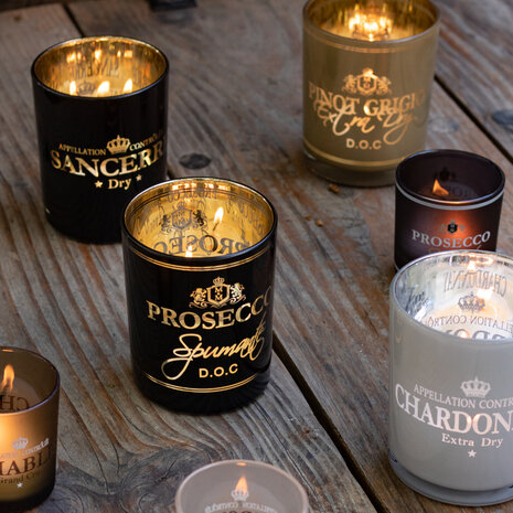 Windlicht Wijn Prosecco Zwart Medium &ndash; 12 cm