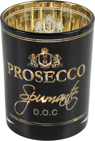 Windlicht Wijn Prosecco Zwart Medium &ndash; 12 cm