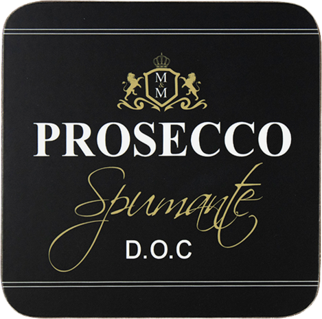 Onderzetter Wijn Prosecco Zwart